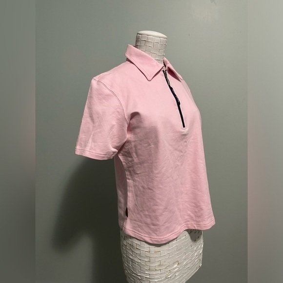 Barbour Tops - Barbour pink half zip short sleeve cotton golf shirt